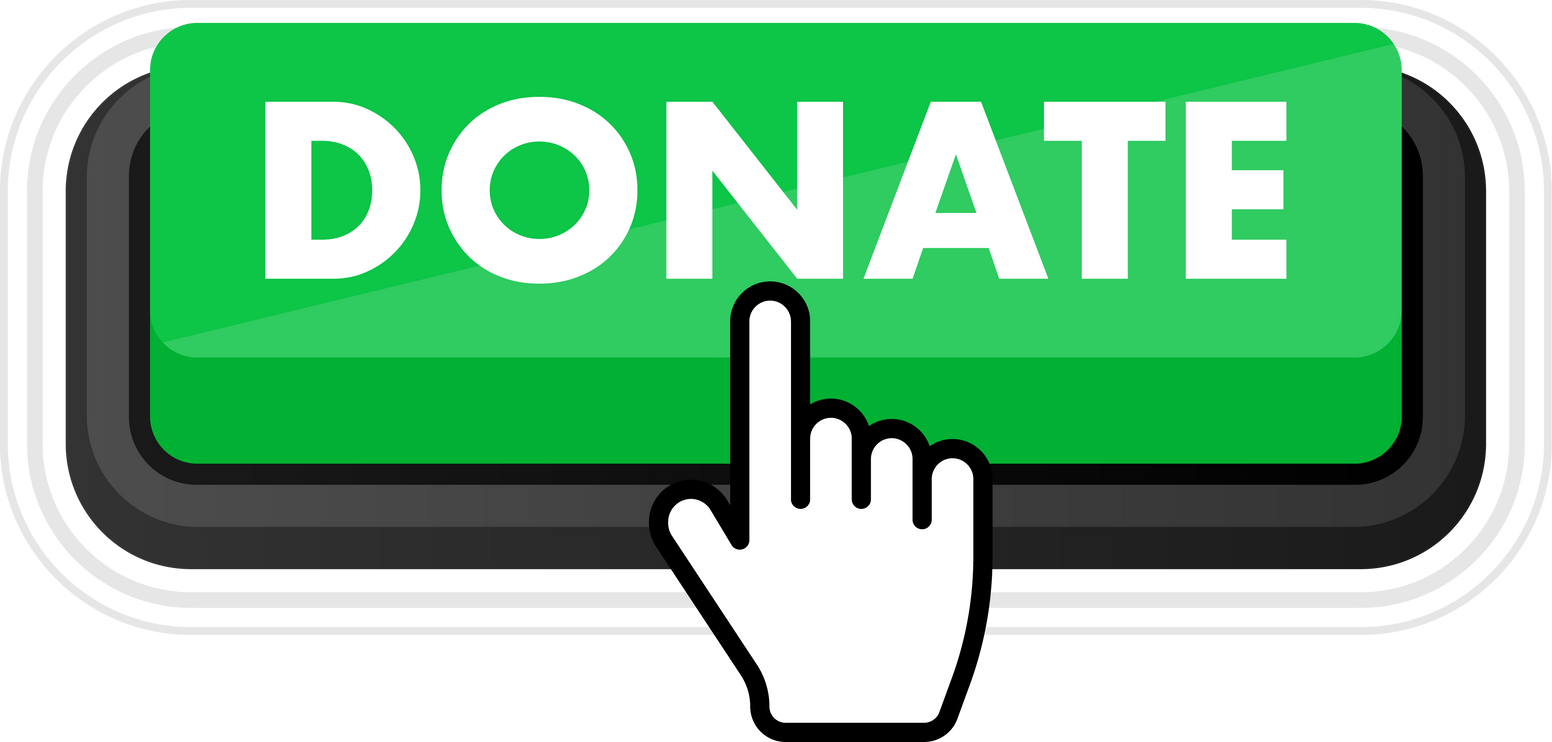 Set of Donate button. Hand pointer clicking. Donate web buttons